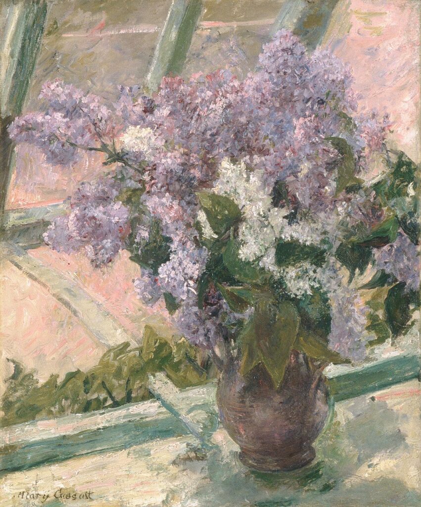 ดอกไม้ในงานศิลปะ lilacs in a window 